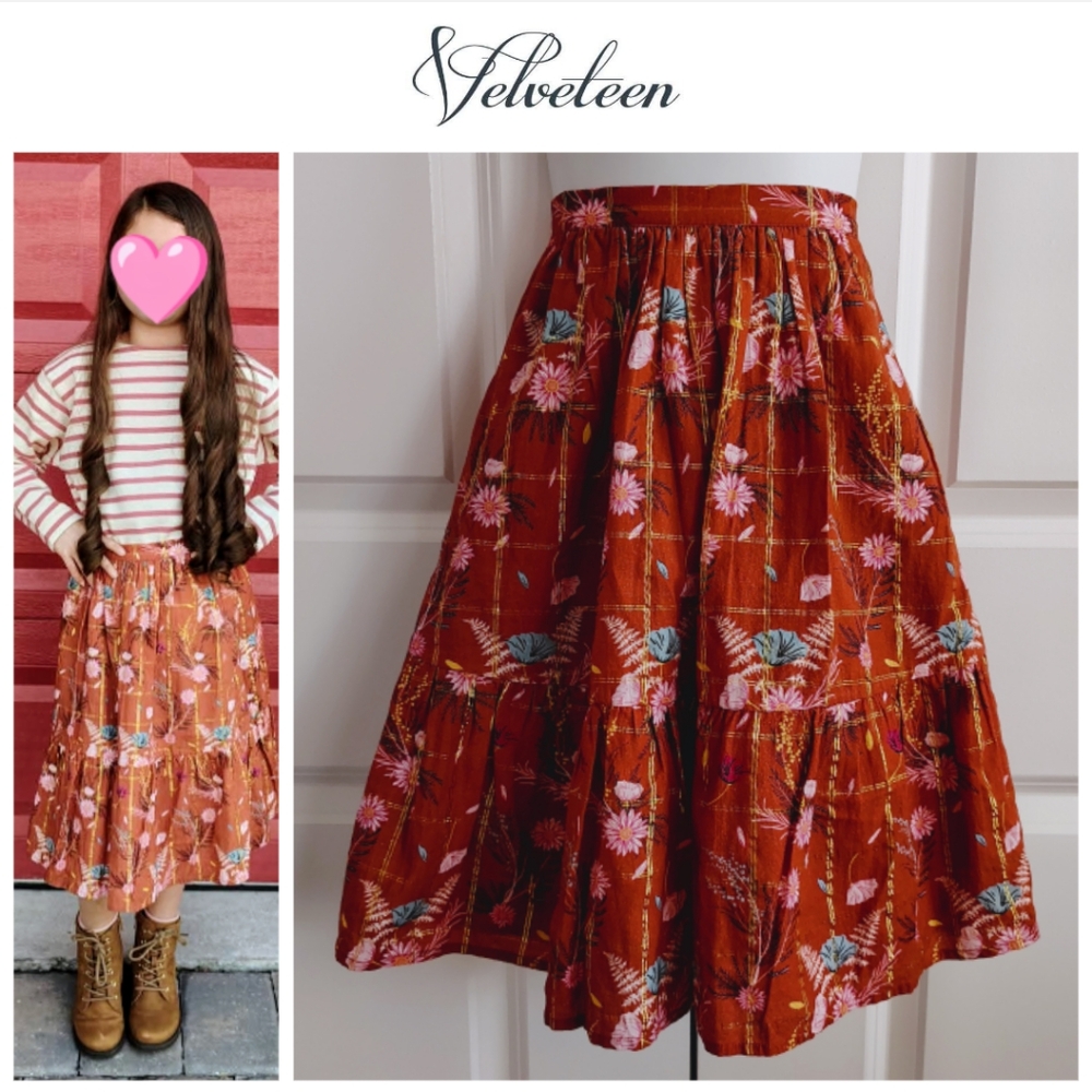 Velveteen Floral Skirt